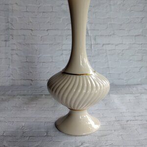 Vintage Lenox Savoy Footed Bud Vase | Grand Millennial Cottage Core Ivory Gold